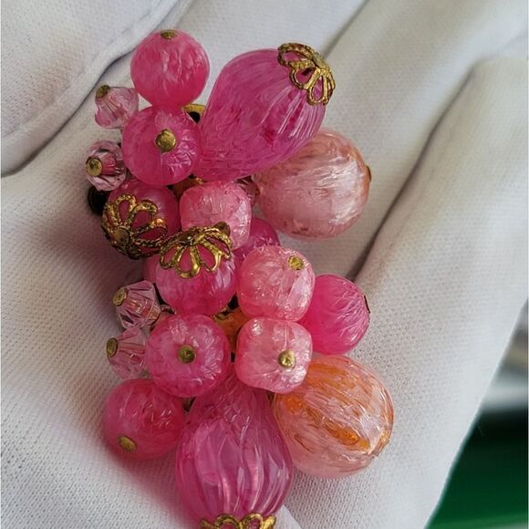 Earrings Vintage West Germany Bauble Pink Clip On Earrings #0117 - Picture 8 of 8